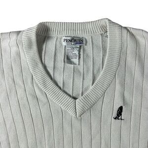 Vintage Penguin Sport Sweater Vest Men's Large V-Neck White Golf Preppy Y2K